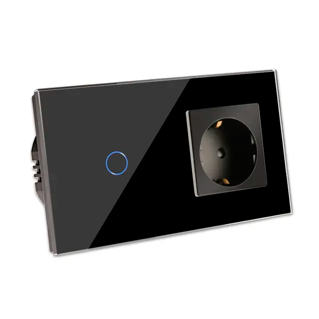 Touch prekidač jednopolni + utičnica - crna