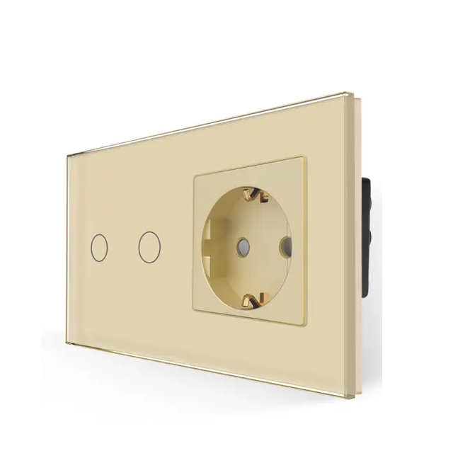 Touch prekidač dvopolni + utičnica - zlatna