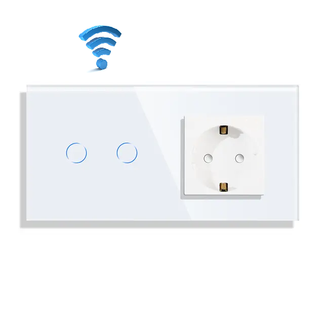 Wi-Fi touch prekidač dvopolni + utičnica - bela