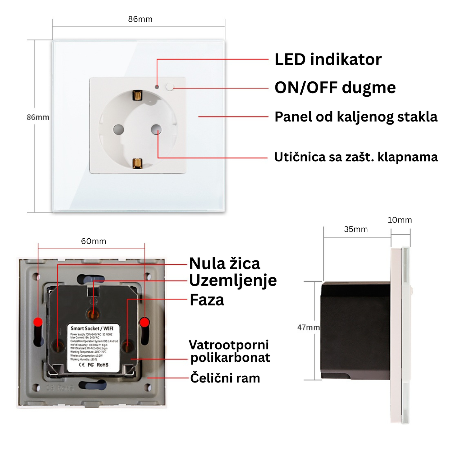 WiFi pametna utičnica - bela