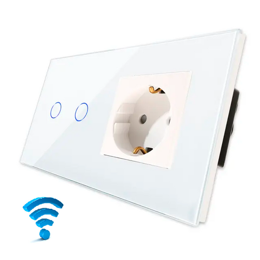Wi-Fi touch prekidač dvopolni + utičnica - bela