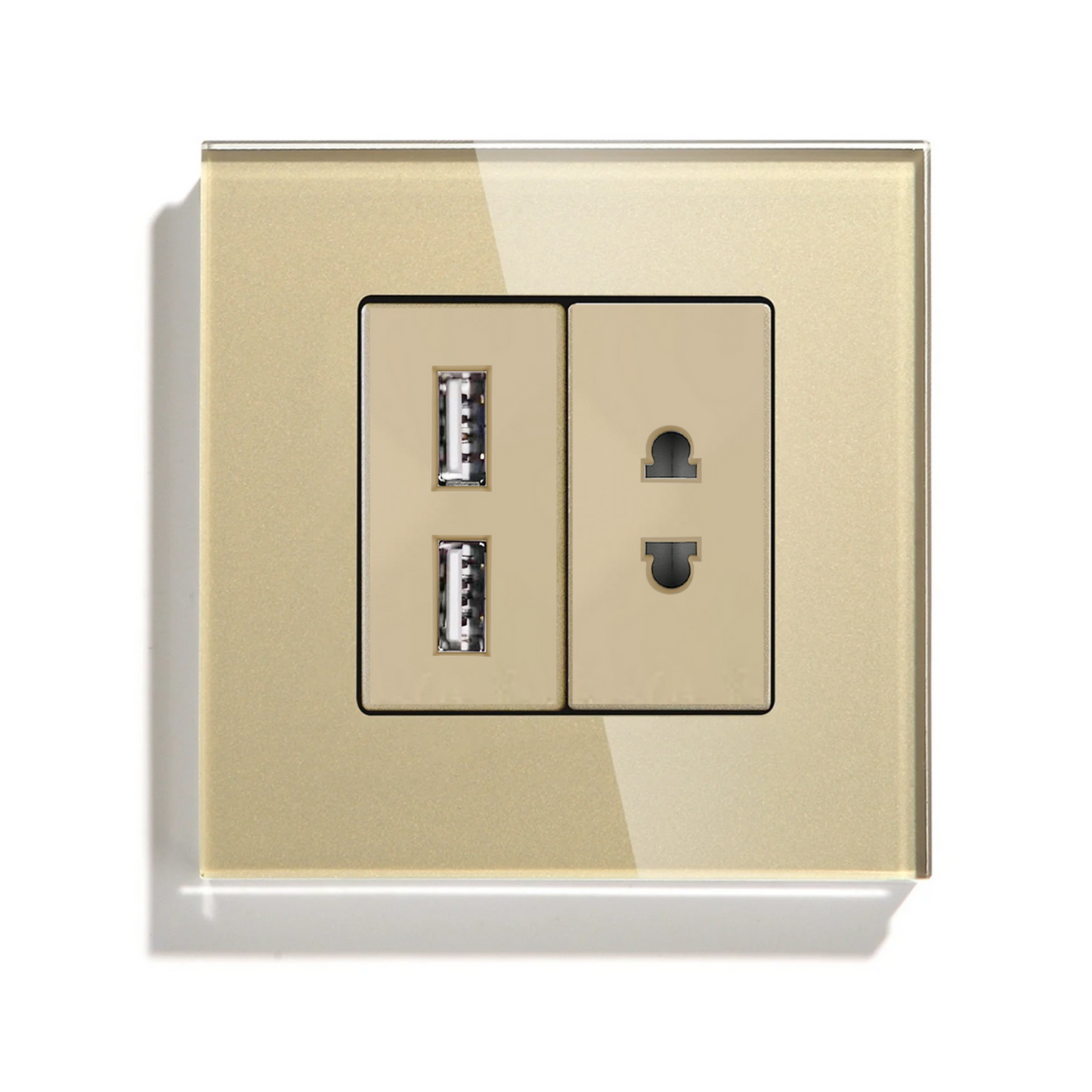 Utičnica euro + USB - zlatna