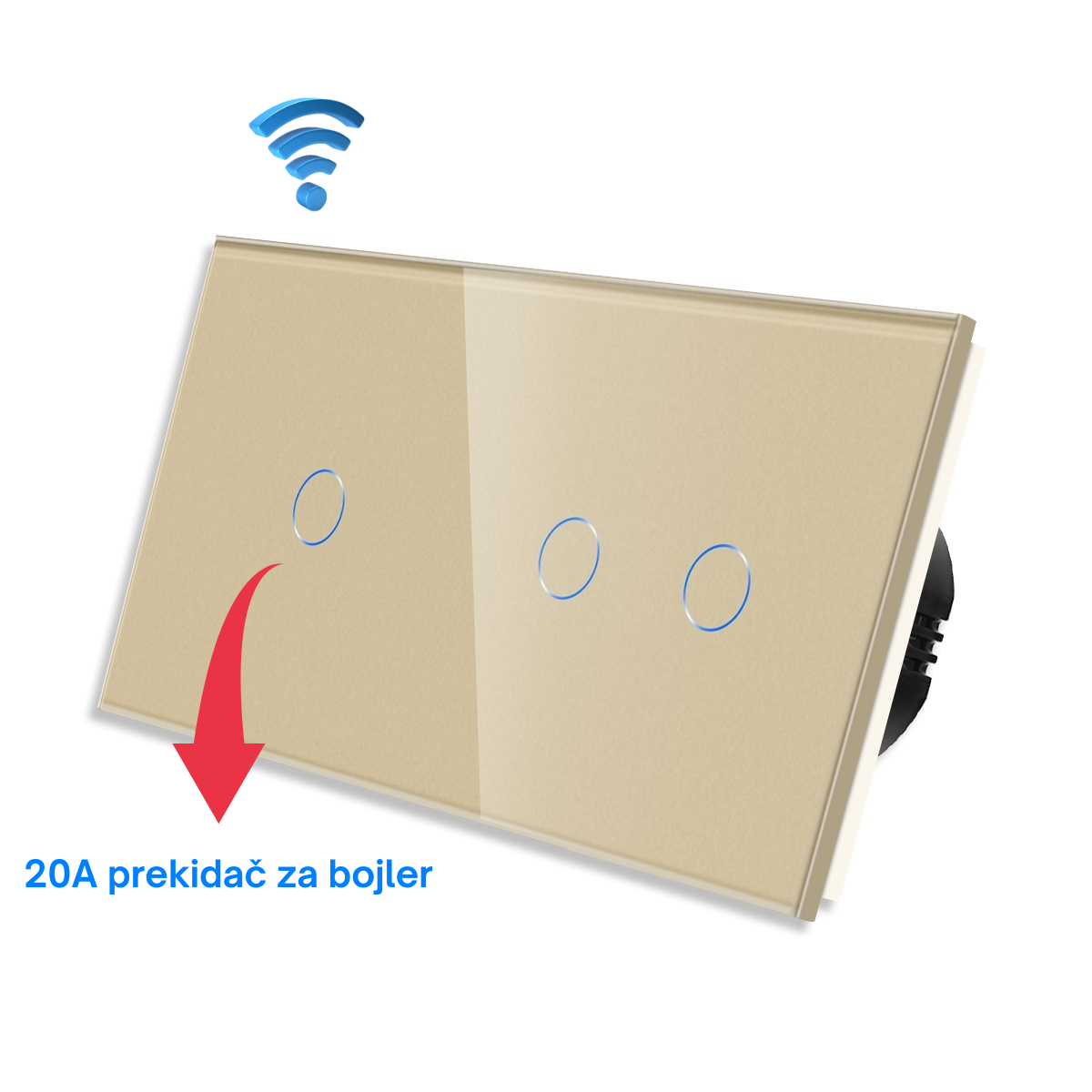 prekidac za kupatilo 2+1 - indikator zlatni