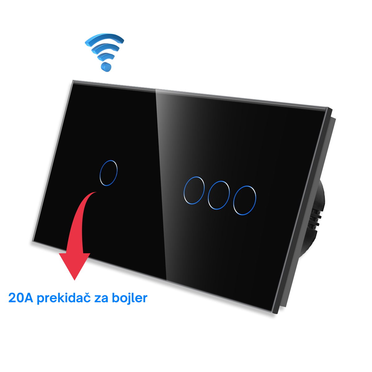 prekidac za kupatilo 3+1 - indikator crni