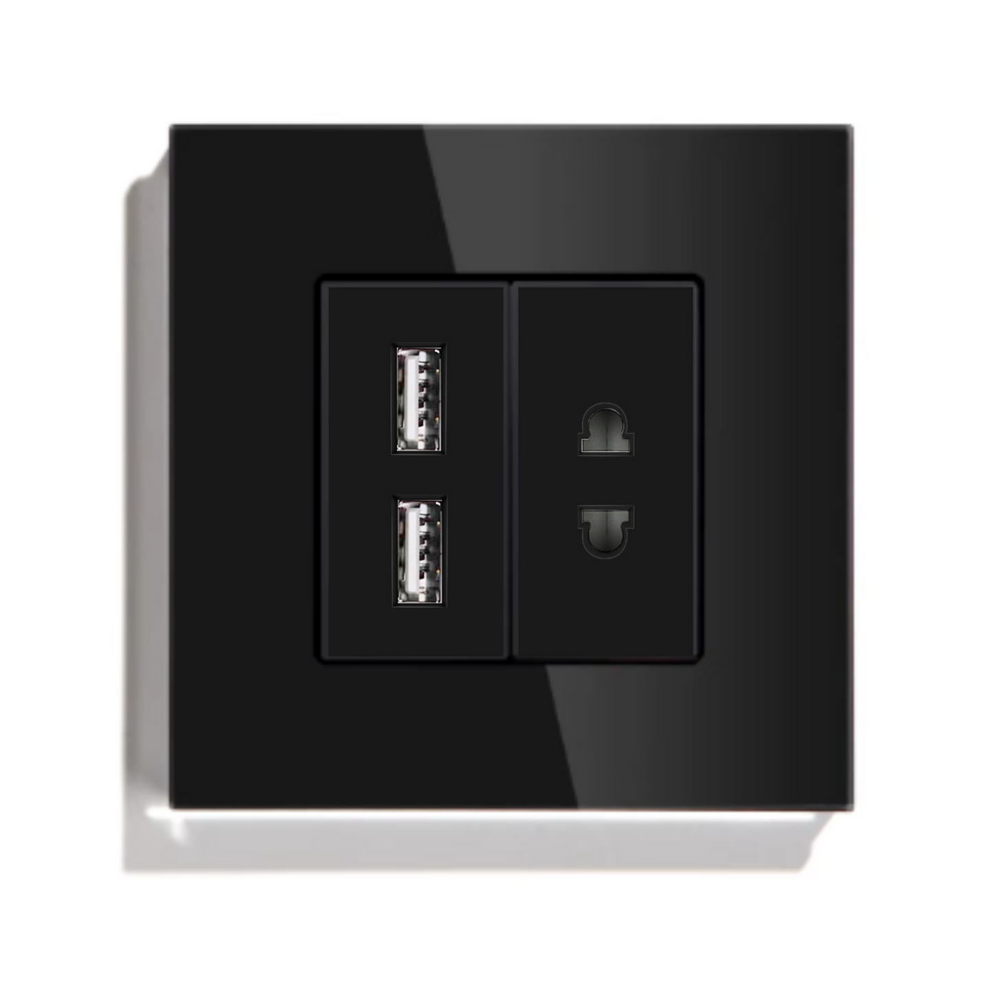 Utičnica euro + USB - crna