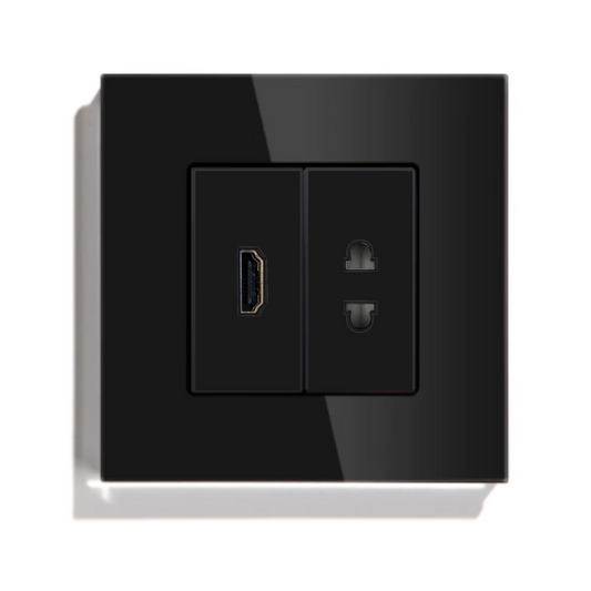 Utičnica euro + HDMI - crna