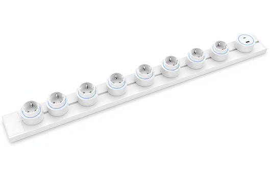 Šinska utičnica 100cm sa 8 šuko modula i 1 USB modulom - bela