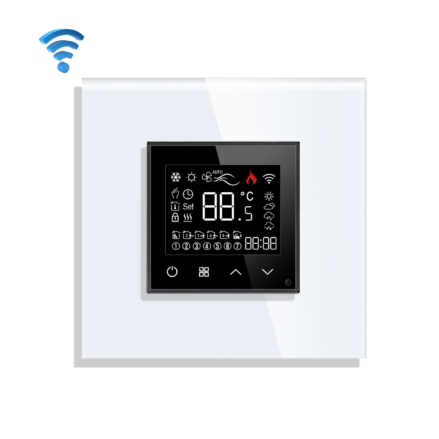 WiFi pametni termostat stakleni panel - beli