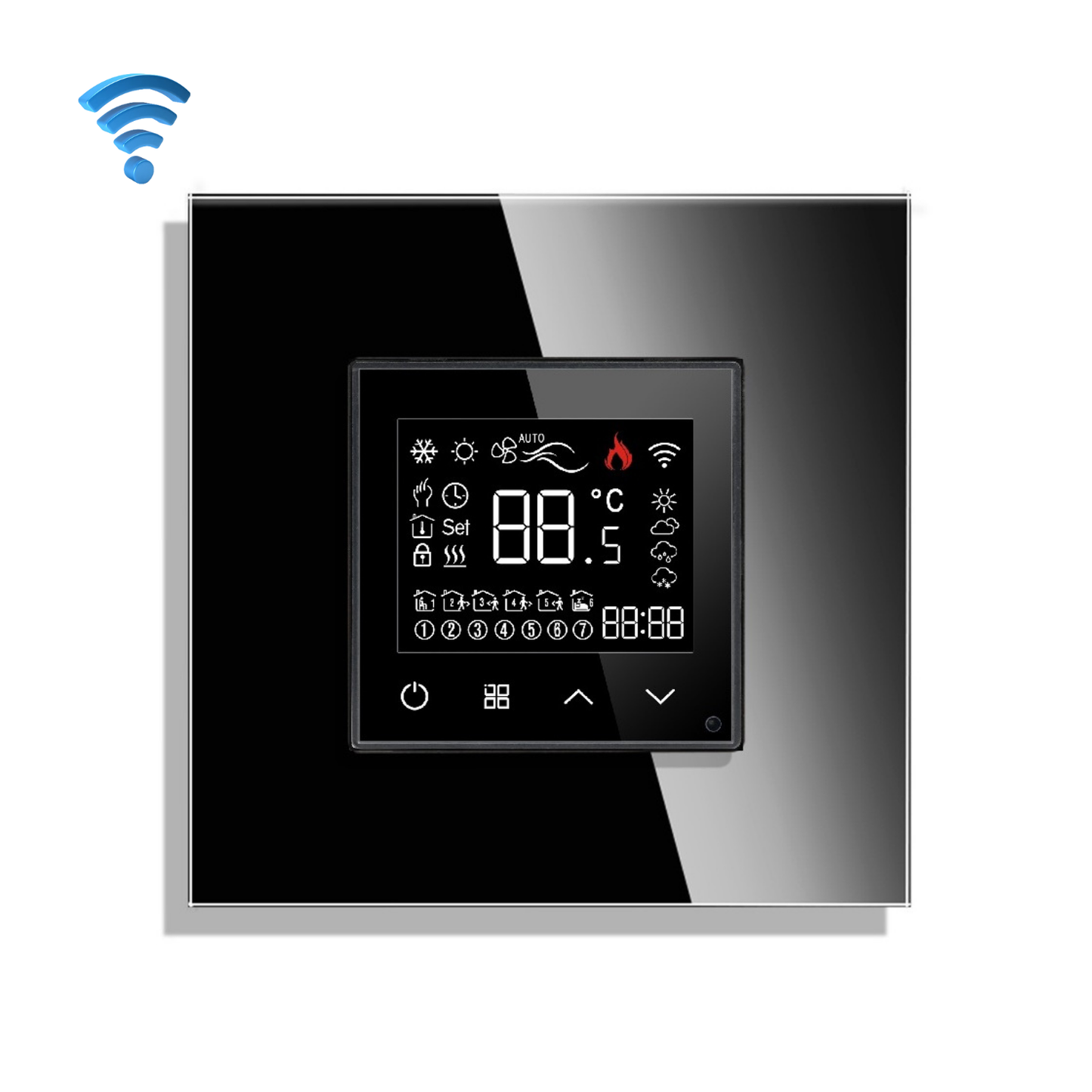 WiFi pametni termostat stakleni panel - crni