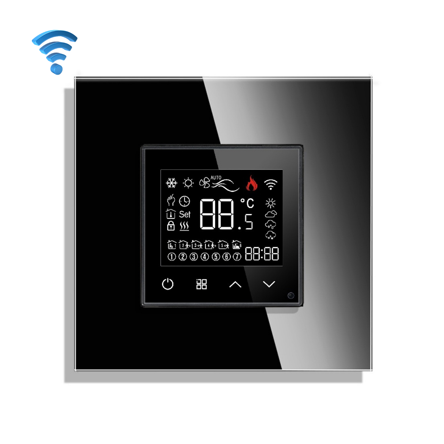 WiFi pametni termostat stakleni panel - crni