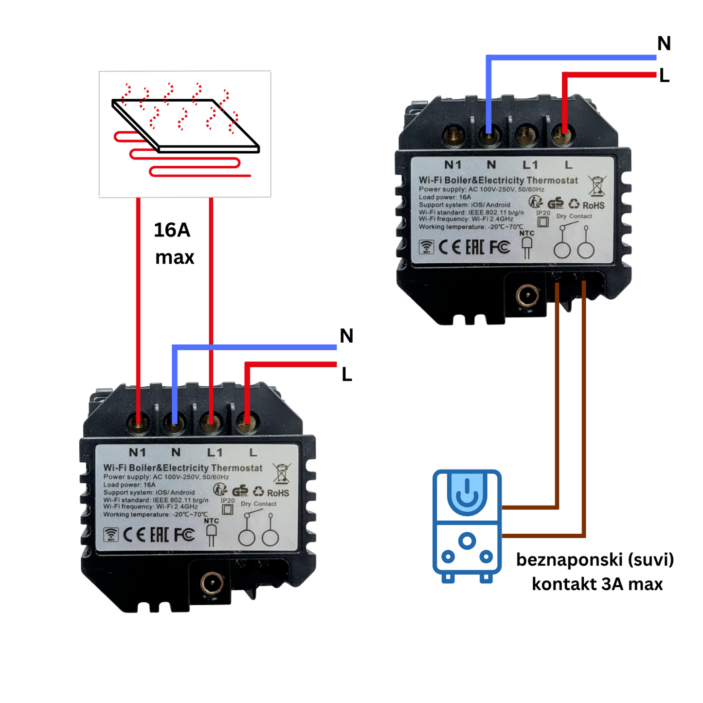 WiFi pametni termostat stakleni panel - zlatni