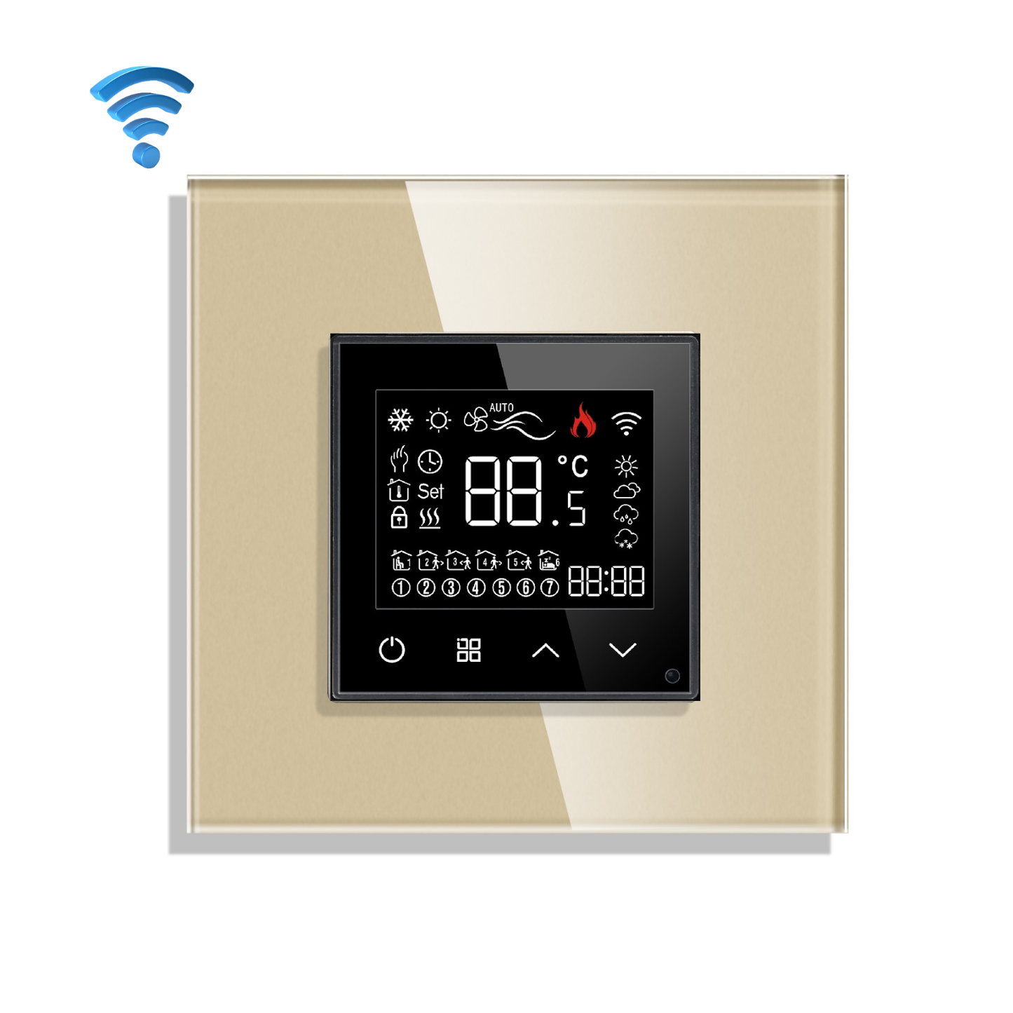 WiFi pametni termostat stakleni panel - zlatni